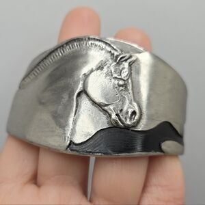 Horse Motif Unisex Bracelet Handmade Vintage Silver Tone